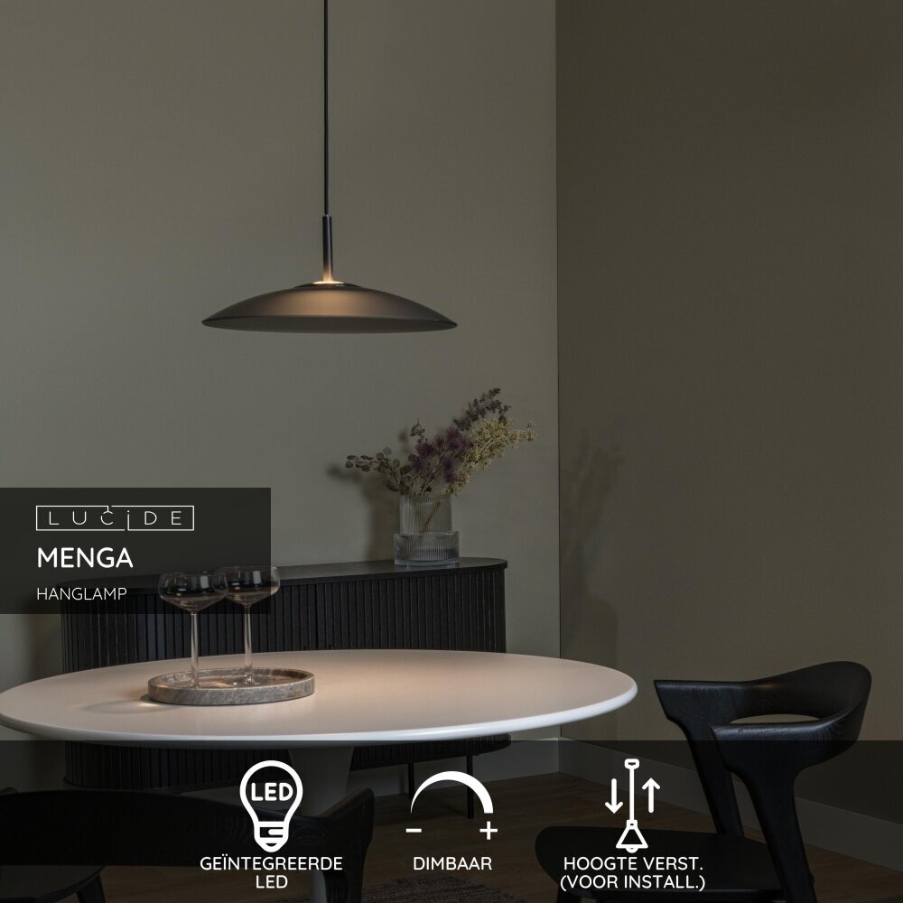 Lucide MENGA - Hanglamp - Ø 40 cm - LED Dimb. - 1x11W 2700K - Fumé | Premium Lucide MENGA - Hanglamp - Ø 40 cm - LED Dimb. - 1x11W 2700K - Fumé | Premium