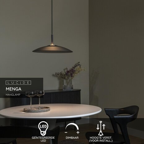 Lucide MENGA - Hanglamp - Ø 40 cm - LED Dimb. - 1x11W 2700K - Fumé | Premium Lucide MENGA - Hanglamp - Ø 40 cm - LED Dimb. - 1x11W 2700K - Fumé | Premium