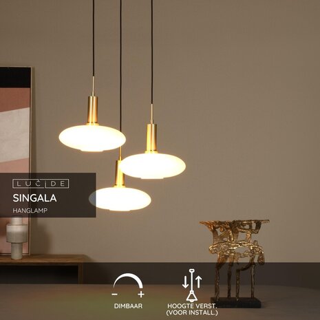 Lucide SINGALA - Hanglamp - Ø 55 cm - 3xE27 - Mat Goud / Messing
