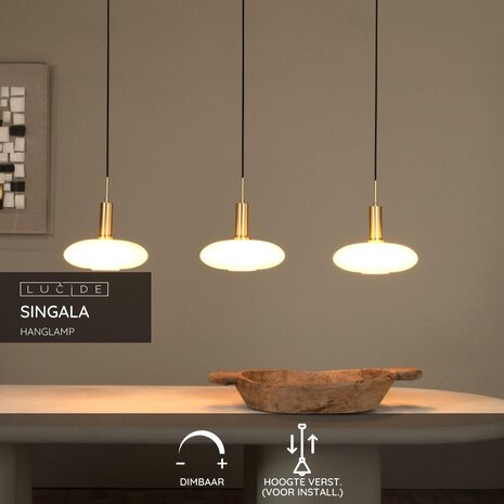 Lucide SINGALA - Hanglamp - 3xE27 - Mat Goud / Messing Lucide SINGALA - Hanglamp - 3xE27 - Mat Goud / Messing
