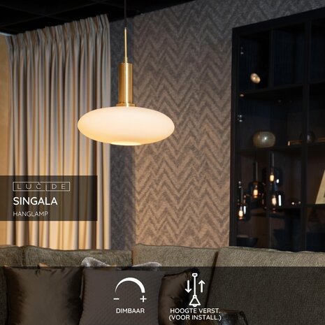 Lucide SINGALA - Hanglamp - Ø 30 cm - 1xE27 - Mat Goud / Messing