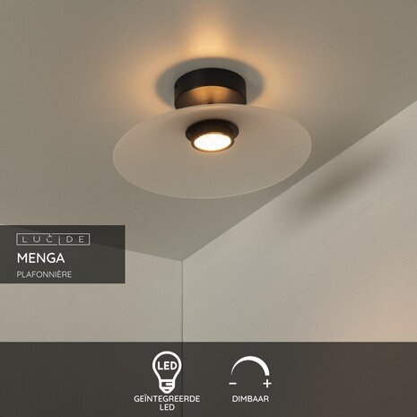 Lucide MENGA - Plafonnière - Ø 40 cm - LED Dimb. - 1x11W 2700K - Opaal | Premium