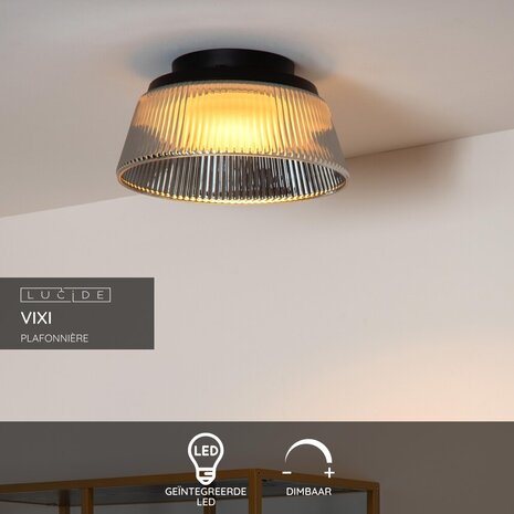 Lucide VIXI - Plafonnière - Ø 35 cm - LED Dimb. - 1x17,6W 2900K - Fumé