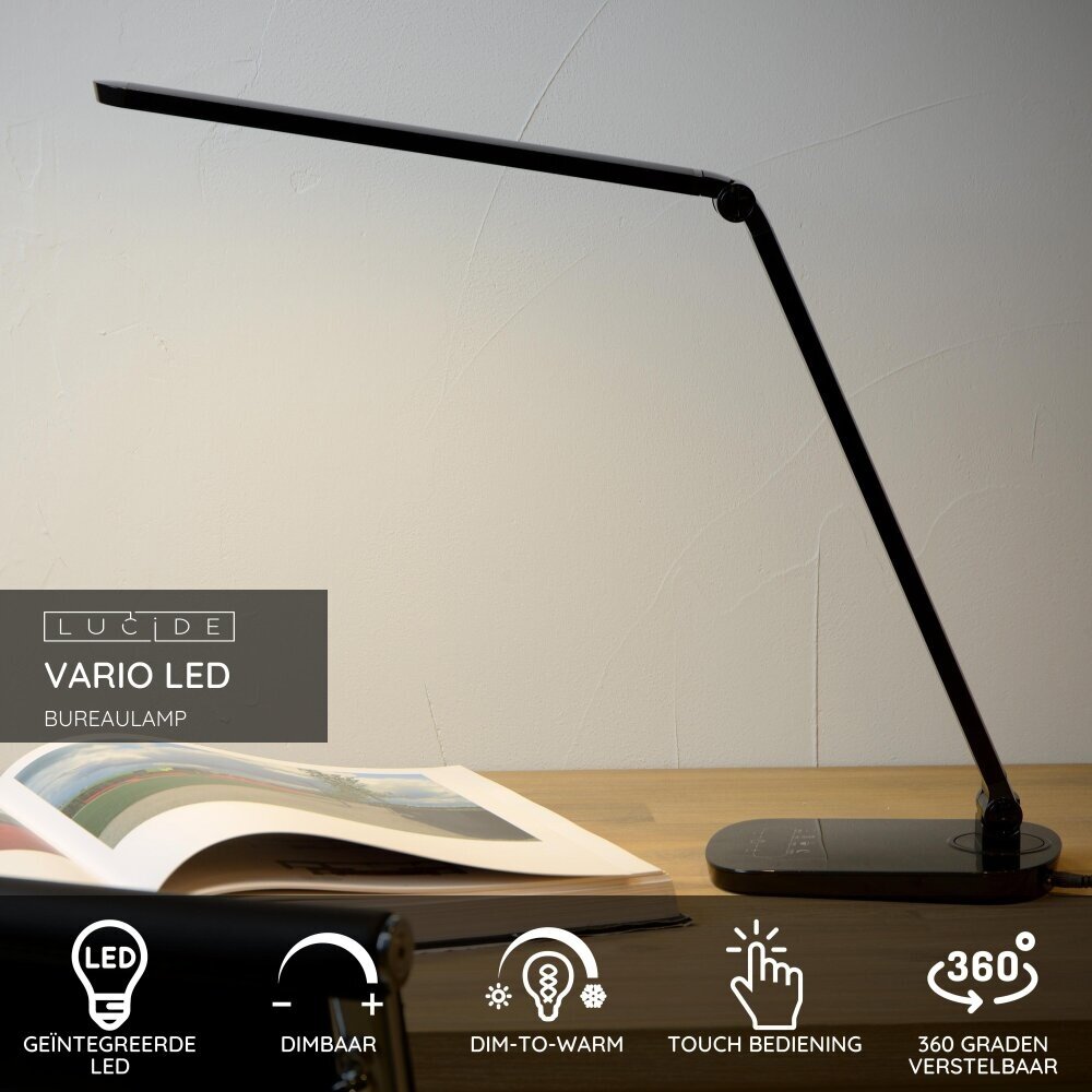 Lucide VARIO LED - Bureaulamp - LED Dimb. - CCT - 1x8W 2700K/6500K - Zwart Lucide VARIO LED - Bureaulamp - LED Dimb. - CCT - 1x8W 2700K/6500K - Zwart