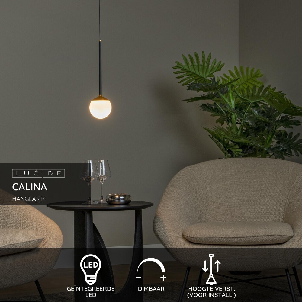 Lucide CALINA - Hanglamp - Ø 9,9 cm - LED Dimb. - 1x9W 2700K - Zwart | Premium