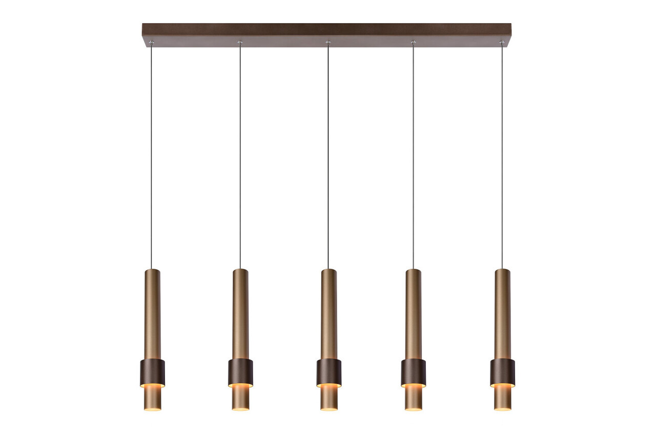 Lucide MARGARY - Hanglamp - LED Dimb. - 5x4,2W 2700K - Koffie