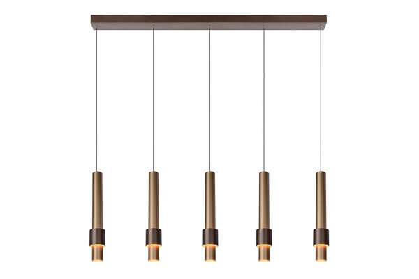 Lucide MARGARY - Hanglamp - LED Dimb. - 5x4,2W 2700K - Koffie
