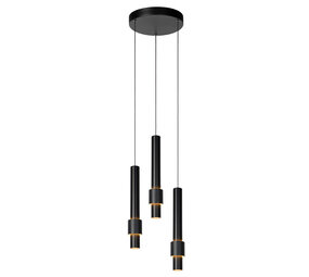 Lucide MARGARY - Hanglamp - Ø 28 cm - LED Dimb. - 3x4W 2700K - Zwart