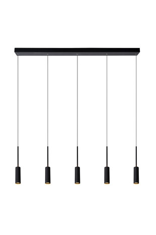 Lucide TUBULE - Hanglamp - LED - 5x7W 2700K - Zwart Lucide TUBULE - Hanglamp - LED - 5x7W 2700K - Zwart