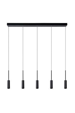 Lucide TUBULE - Hanglamp - LED - 5x7W 2700K - Zwart Lucide TUBULE - Hanglamp - LED - 5x7W 2700K - Zwart