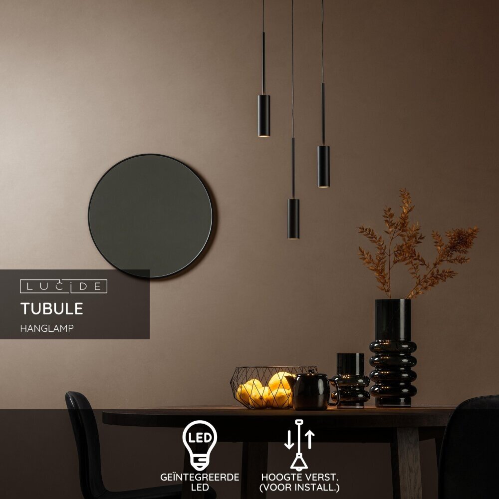 Lucide TUBULE - Hanglamp - Ø 26 cm - LED - 3x7W 2700K - Zwart Lucide TUBULE - Hanglamp - Ø 26 cm - LED - 3x7W 2700K - Zwart