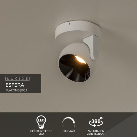 Lucide ESFERA - Plafondspot - LED Dimb. - 1x11W 2700K - Wit | Premium Lucide ESFERA - Plafondspot - LED Dimb. - 1x11W 2700K - Wit | Premium