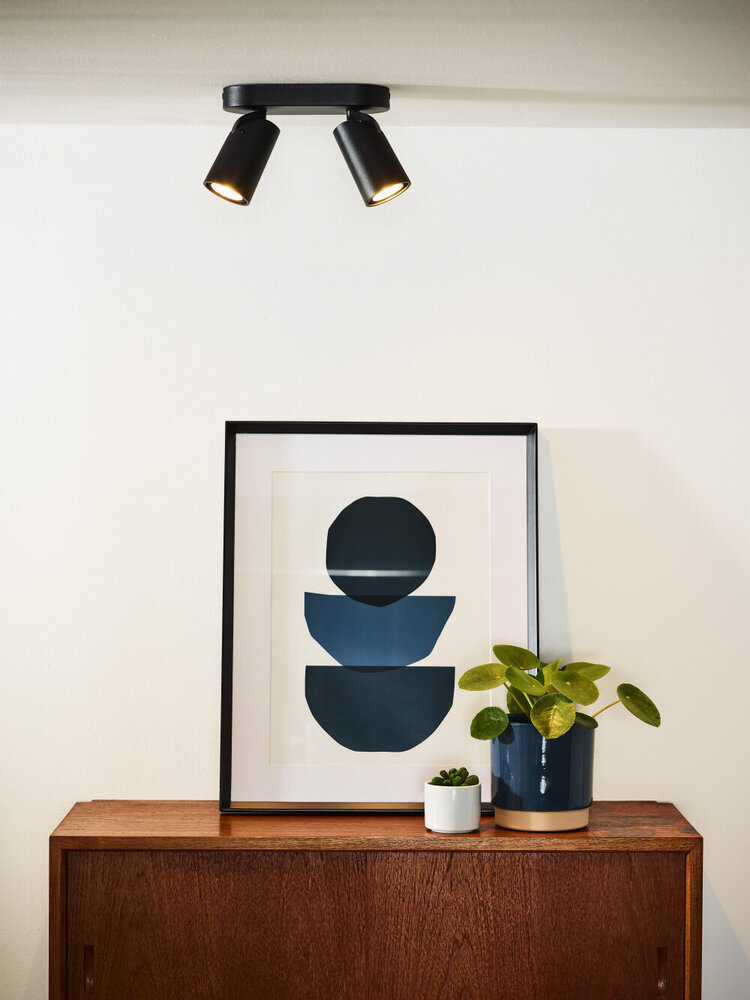 Lucide XYRUS - Plafondspot - LED Dim to warm - GU10 - 2x5W 2200K/3000K - Zwart