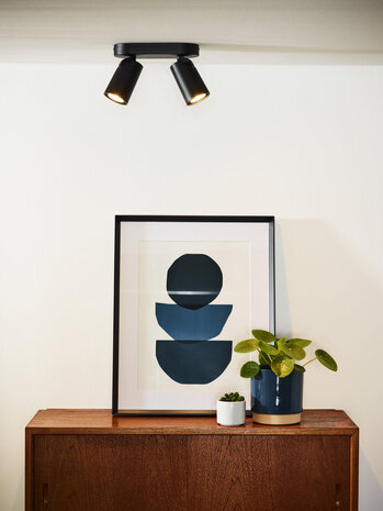 Lucide XYRUS - Plafondspot - LED Dim to warm - GU10 - 2x5W 2200K/3000K - Zwart