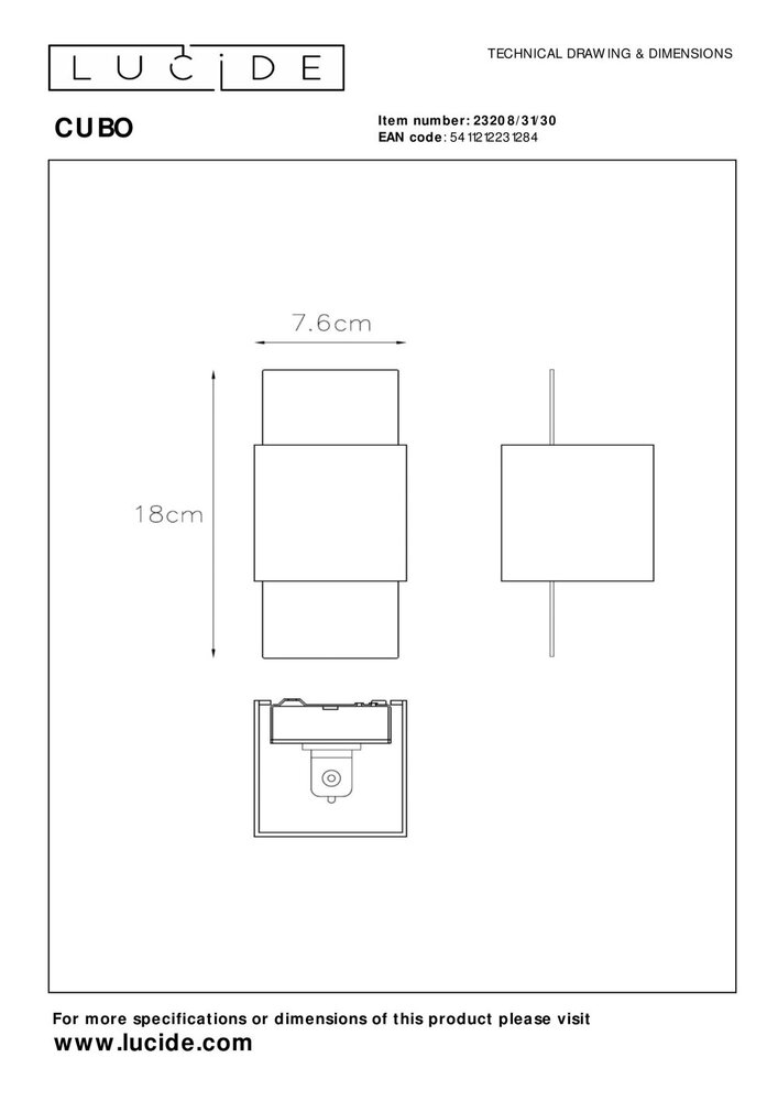 Lucide CUBO - Wandlamp - 1xG9 - Zwart Lucide CUBO - Wandlamp - 1xG9 - Zwart