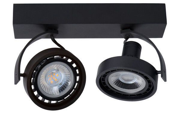 Lucide DORIAN - Plafondspot - LED Dim to warm - GU10 (ES111) - 2x12W 2200K/3000K - Zwart
