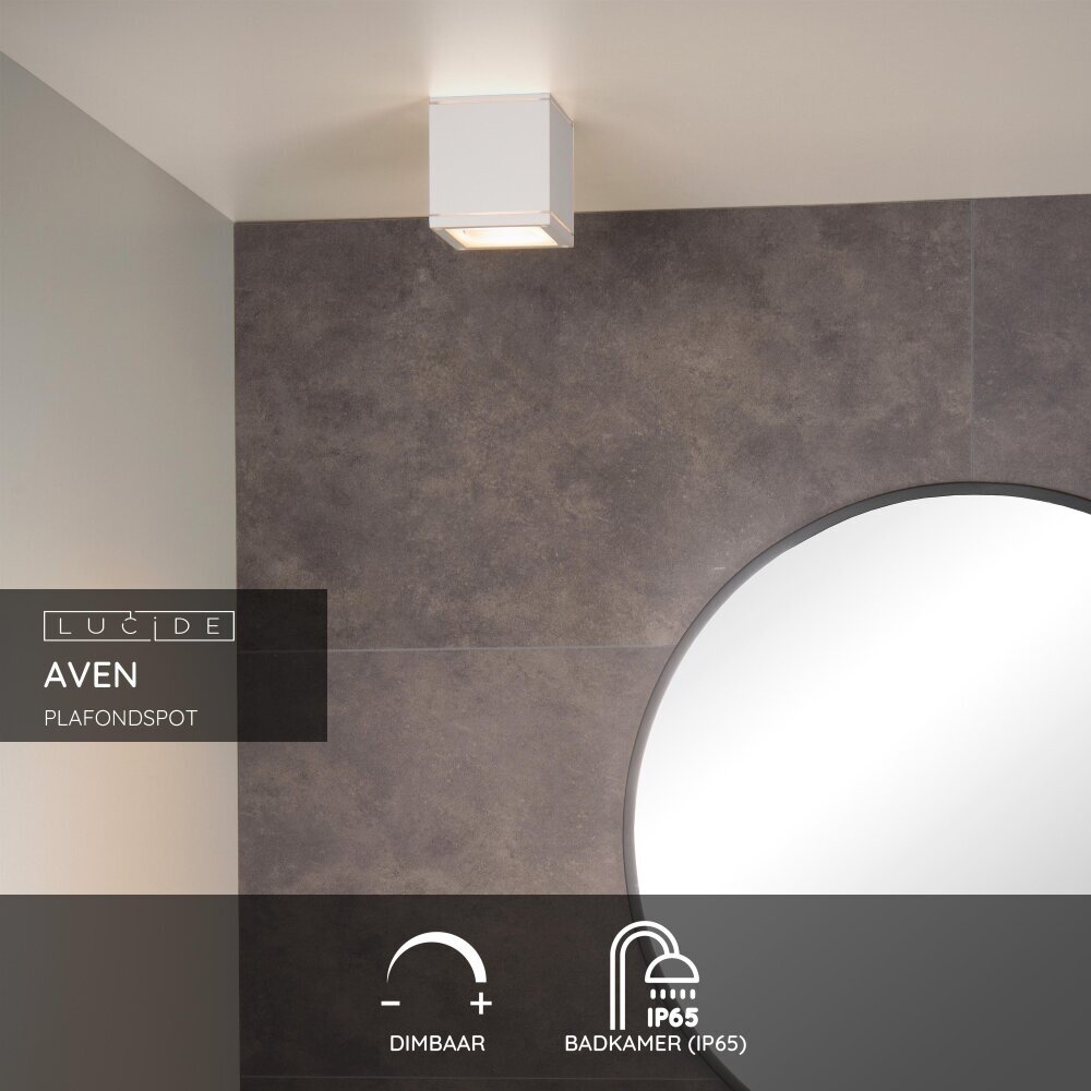 Lucide AVEN - Plafondspot Badkamer - 1xGU10 - IP65 - Wit Lucide AVEN - Plafondspot Badkamer - 1xGU10 - IP65 - Wit