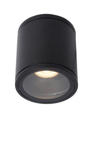 Lucide AVEN - Plafondspot Badkamer - Ø 9 cm - 1xGU10 (MR16) - IP65 - Zwart