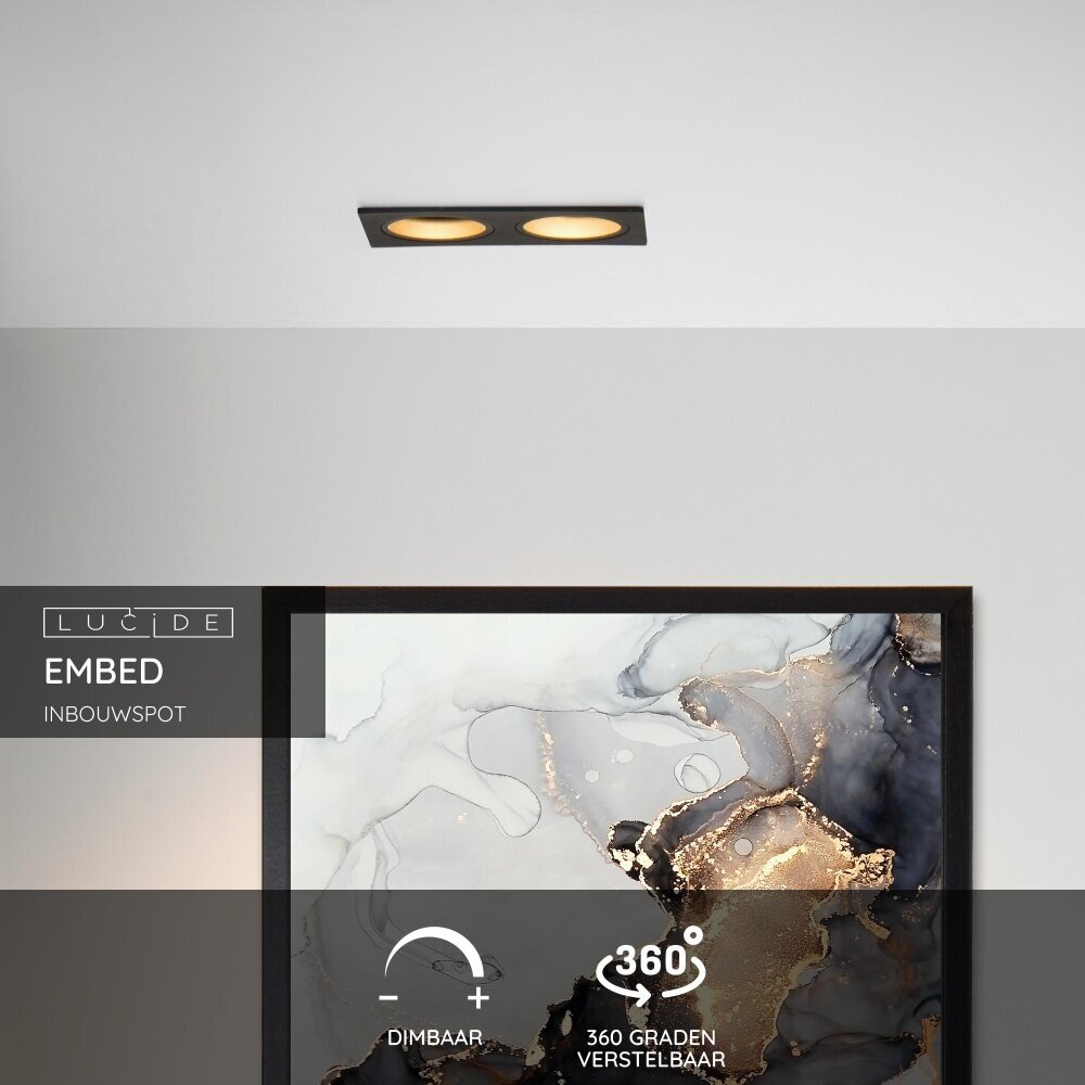 Lucide EMBED - Inbouwspot - 2xGU10 - Zwart Lucide EMBED - Inbouwspot - 2xGU10 - Zwart