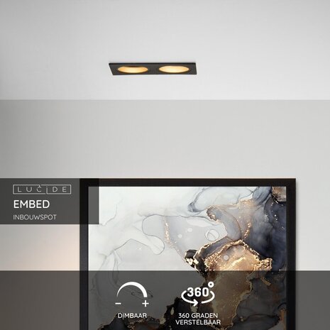 Lucide EMBED - Inbouwspot - 2xGU10 - Zwart Lucide EMBED - Inbouwspot - 2xGU10 - Zwart
