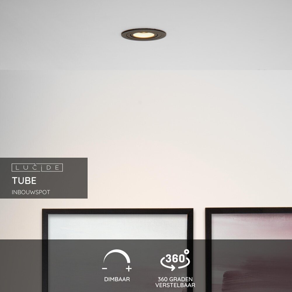 Lucide TUBE - Inbouwspot - Ø 9,2 cm - 1xGU10 - Zwart Lucide TUBE - Inbouwspot - Ø 9,2 cm - 1xGU10 - Zwart