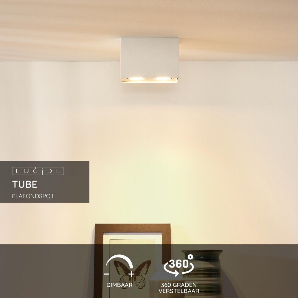 Lucide TUBE - Plafondspot - 2xGU10 - Wit Lucide TUBE - Plafondspot - 2xGU10 - Wit