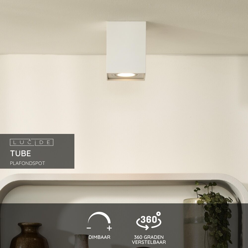 Lucide TUBE - Plafondspot - 1xGU10 - Wit