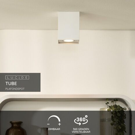 Lucide TUBE - Plafondspot - 1xGU10 - Wit