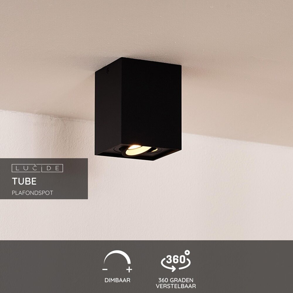 Lucide TUBE - Plafondspot - 1xGU10 - Zwart Lucide TUBE - Plafondspot - 1xGU10 - Zwart