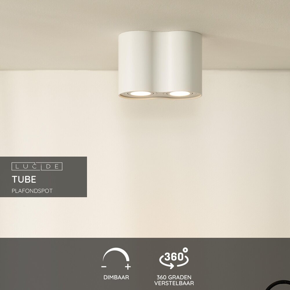 Lucide TUBE - Plafondspot - 2xGU10 - Wit Lucide TUBE - Plafondspot - 2xGU10 - Wit