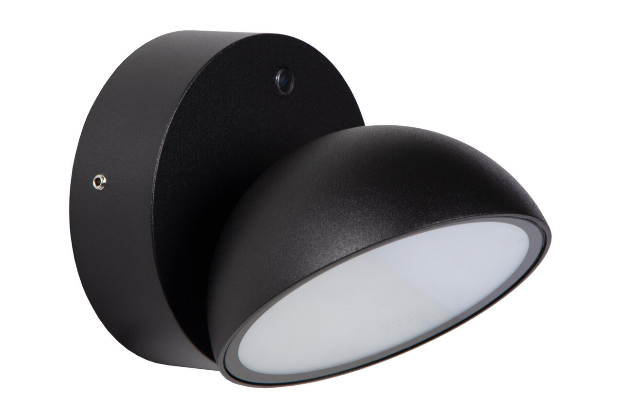 Lucide FINN - Wandlamp Binnen/Buiten - LED - 1x12W 3000K - IP54 - Dag/nacht sensor - Zwart