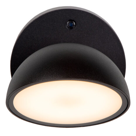 Lucide FINN - Wandlamp Binnen/Buiten - LED - 1x12W 3000K - IP54 - Dag/nacht sensor - Zwart
