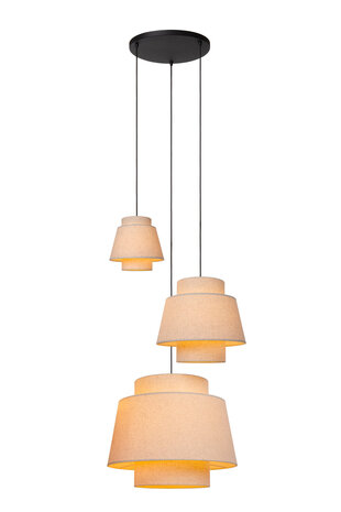 Lucide TRIBUTE - Hanglamp - Ø 76 cm - 3xE27 - Beige Lucide TRIBUTE - Hanglamp - Ø 76 cm - 3xE27 - Beige