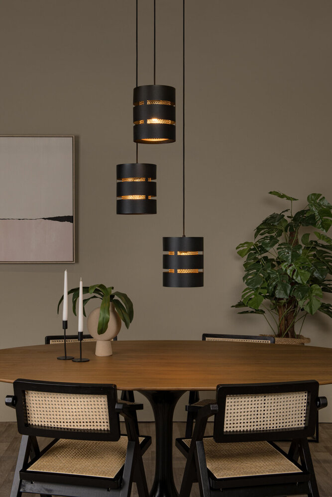 Lucide ROSAS - Hanglamp - Ø 43 cm - 3xE27 - Zwart Lucide ROSAS - Hanglamp - Ø 43 cm - 3xE27 - Zwart