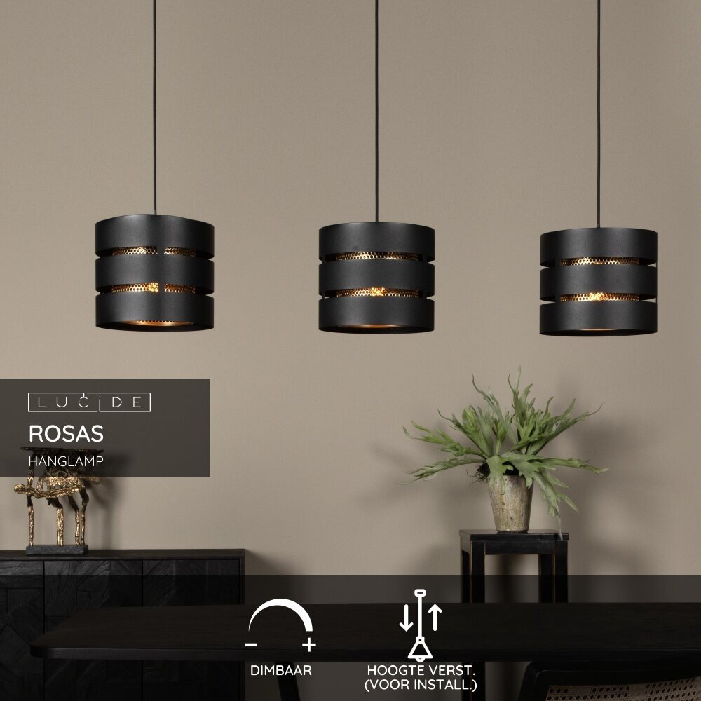 Lucide ROSAS - Hanglamp - 3xE27 - Zwart Lucide ROSAS - Hanglamp - 3xE27 - Zwart
