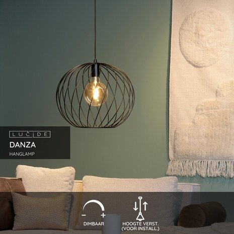 Lucide DANZA - Hanglamp - Ø 40 cm - 1xE27 - Zwart Lucide DANZA - Hanglamp - Ø 40 cm - 1xE27 - Zwart