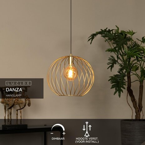 Lucide DANZA - Hanglamp - Ø 40 cm - 1xE27 - Mat Goud / Messing