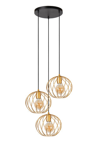 Lucide DANZA - Hanglamp - Ø 50 cm - 3xE27 - Mat Goud / Messing