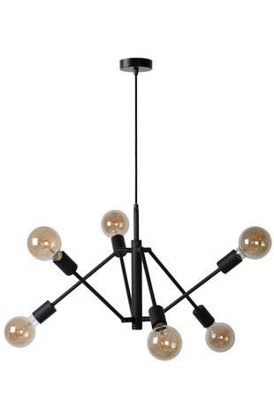 Lucide LESTER - Hanglamp - 6xE27 - Zwart
