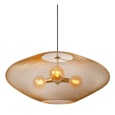 Lucide MESH - Hanglamp - Ø 85 cm - 3xE27 - Mat Goud / Messing Lucide MESH - Hanglamp - Ø 85 cm - 3xE27 - Mat Goud / Messing