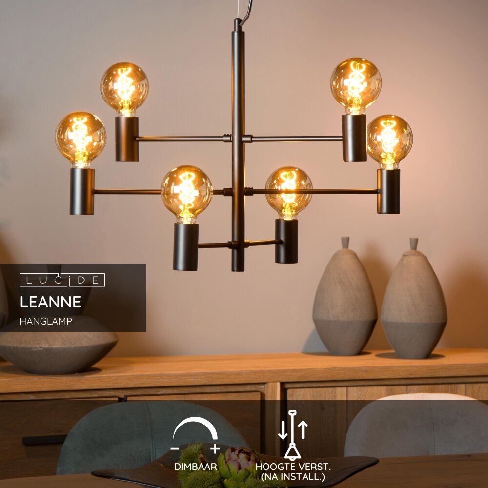Lucide LEANNE - Hanglamp - 6xE27 - Zwart Lucide LEANNE - Hanglamp - 6xE27 - Zwart