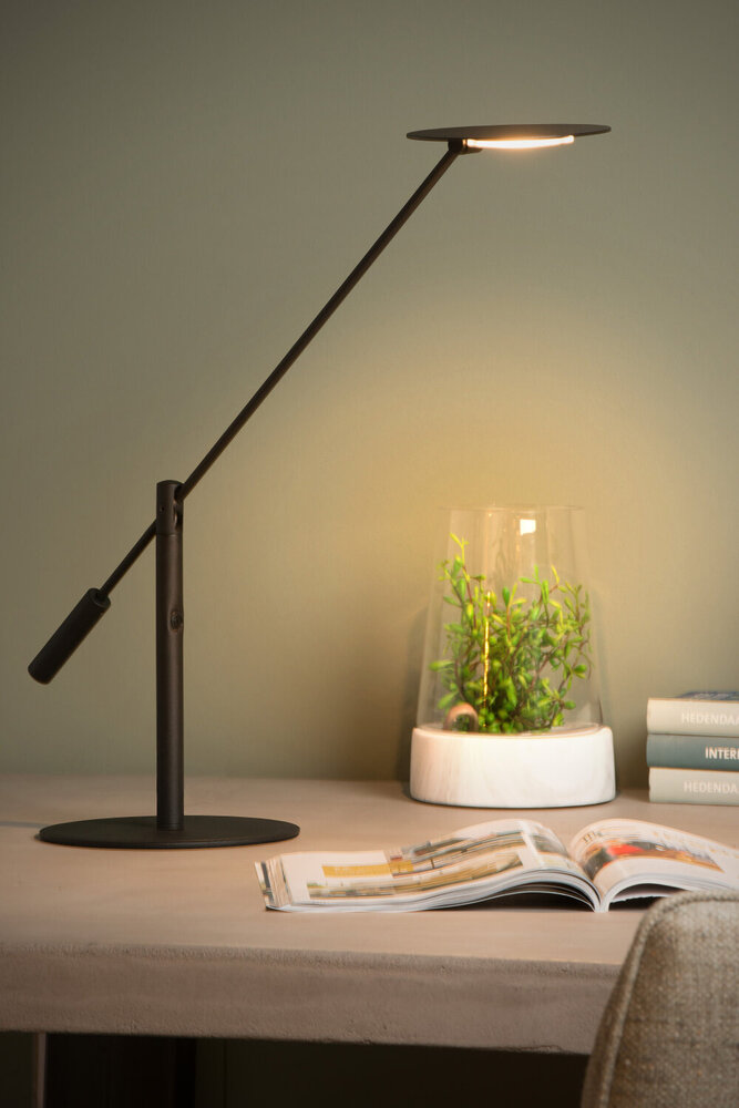 Lucide ANSELMO - Bureaulamp - Ø 18 cm - LED Dimb. - 1x9W 3000K - Zwart