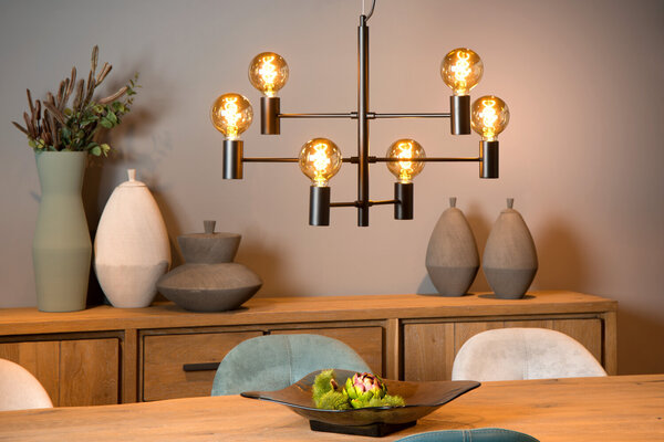 Lucide LEANNE - Hanglamp - 6xE27 - Zwart Lucide LEANNE - Hanglamp - 6xE27 - Zwart