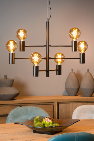 Lucide LEANNE - Hanglamp - 6xE27 - Zwart Lucide LEANNE - Hanglamp - 6xE27 - Zwart