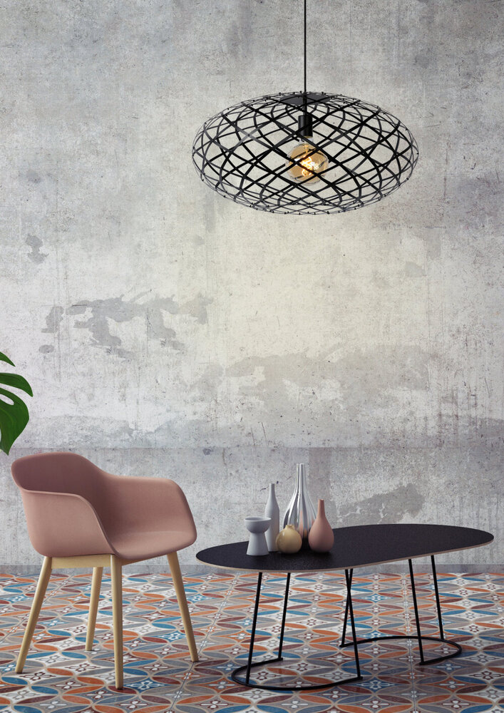 Lucide WOLFRAM - Hanglamp - Ø 65 cm - 1xE27 - Zwart Lucide WOLFRAM - Hanglamp - Ø 65 cm - 1xE27 - Zwart