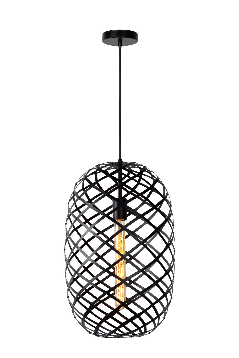 Lucide WOLFRAM - Hanglamp - Ø 32 cm - 1xE27 - Zwart