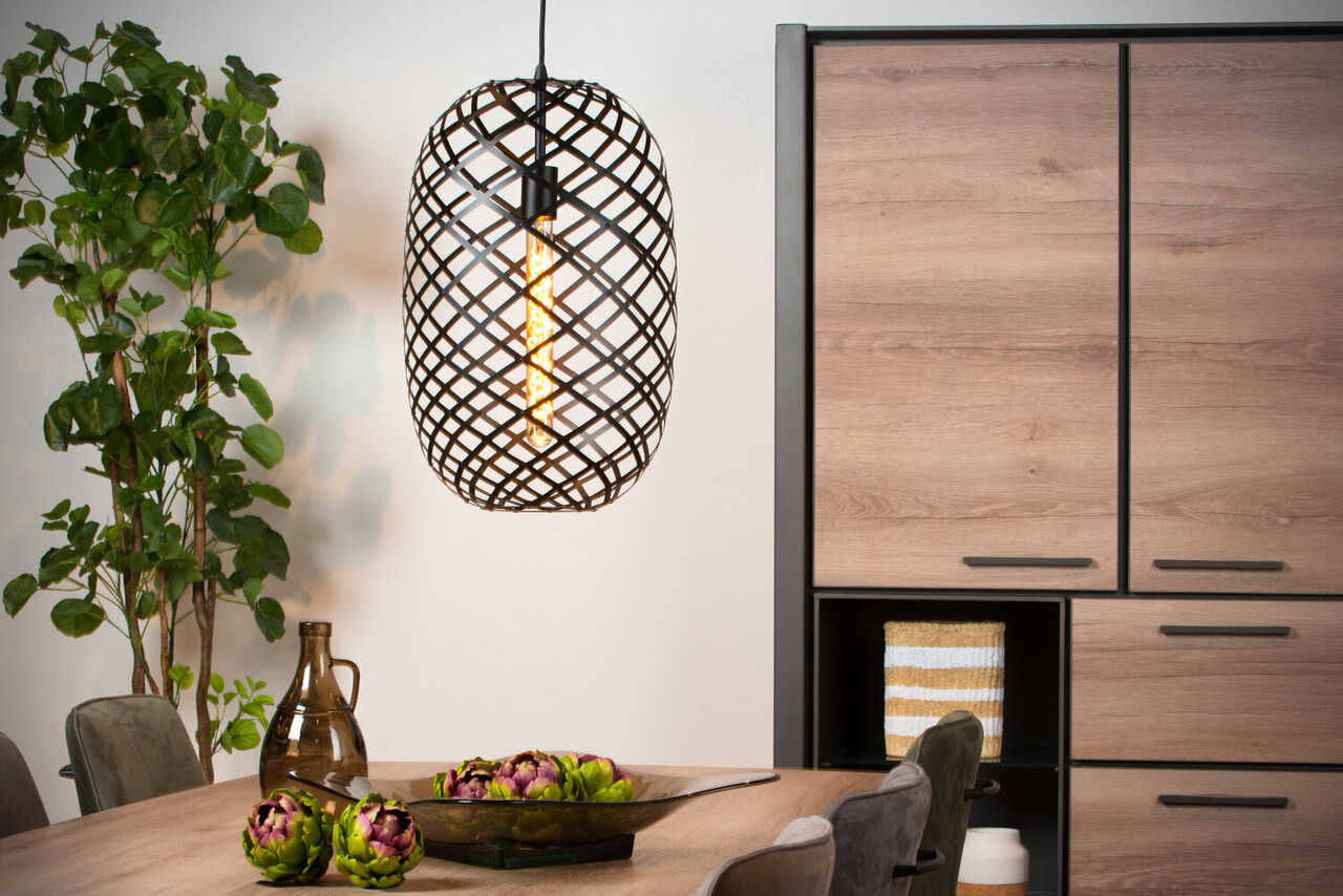 Lucide WOLFRAM - Hanglamp - Ø 32 cm - 1xE27 - Zwart Lucide WOLFRAM - Hanglamp - Ø 32 cm - 1xE27 - Zwart