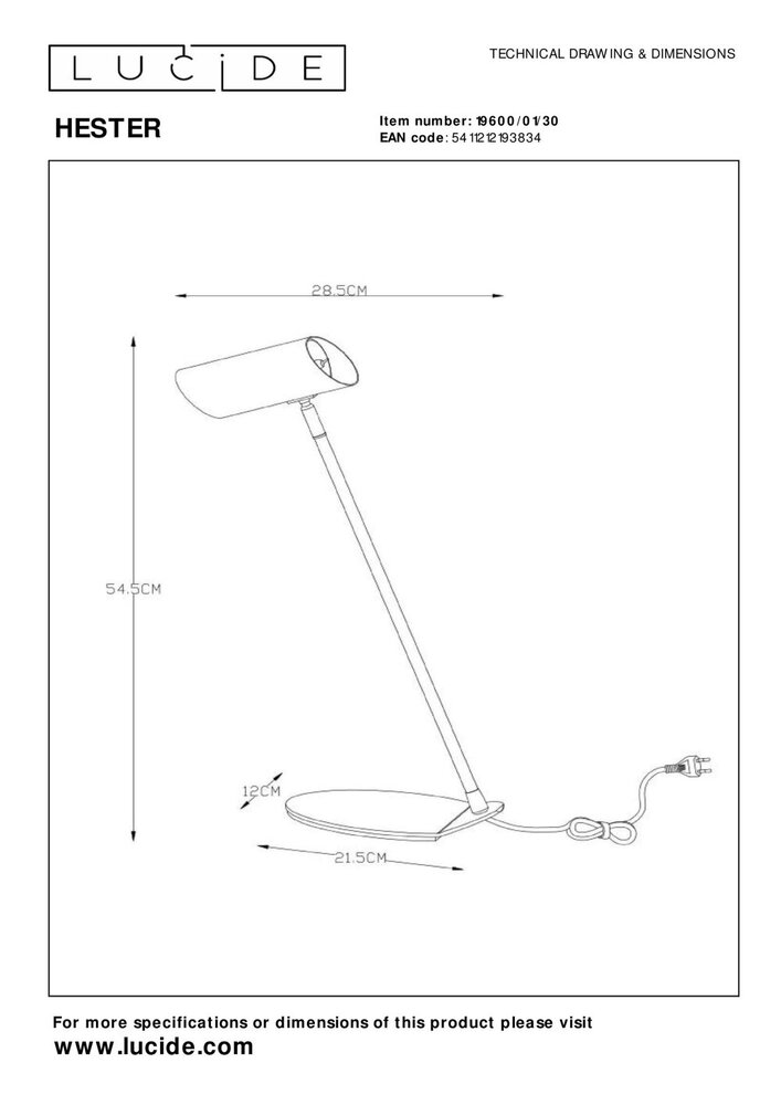 Lucide HESTER - Bureaulamp - 1xGU10 (MR16) - Antraciet Lucide HESTER - Bureaulamp - 1xGU10 (MR16) - Antraciet