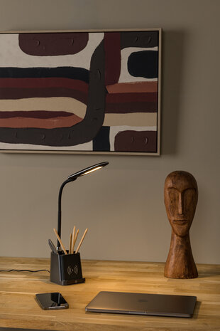 Lucide PENNY - Bureaulamp - LED Dimb. - 1x4,7W 3000K - Met draadloze oplader - Zwart Lucide PENNY - Bureaulamp - LED Dimb. - 1x4,7W 3000K - Met draadloze oplader - Zwart