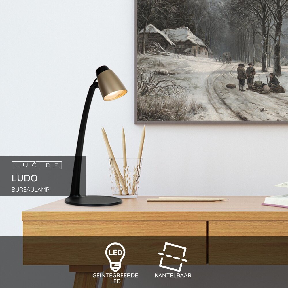 Lucide LUDO - Bureaulamp - LED - 1x4,5W 3000K - Mat Goud / Messing Lucide LUDO - Bureaulamp - LED - 1x4,5W 3000K - Mat Goud / Messing